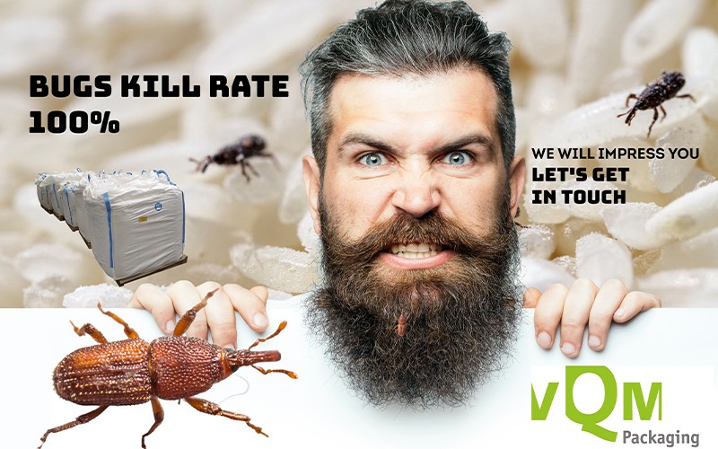 vQm - No chemicals needed for 100% ensured insect-free delivery of (organic) rice or grains in bulk bags